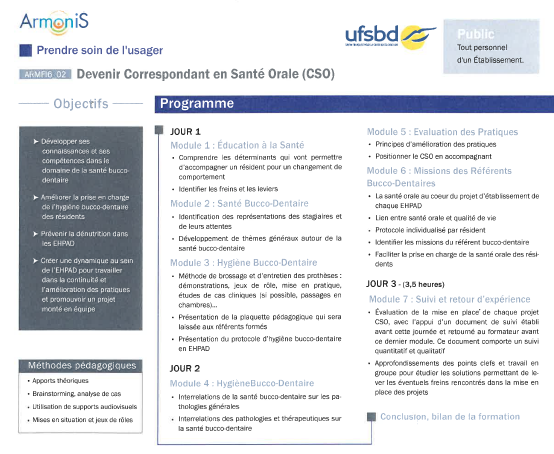 Programme de la formation CSO